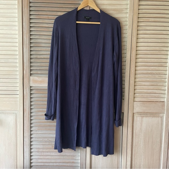 RW&CO blue long sleeve ribbed knit cardigan size:L - Picture 1 of 7